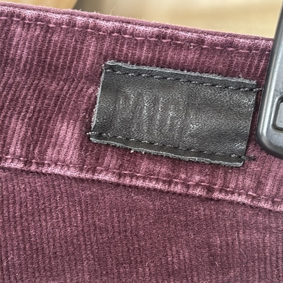 Paige Corduroy High Rise Lou Lou Pants Boot Cut Flare Burgundy Fall Tall Long - Picture 13 of 16